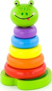 Viga Edukacyjna Zabawka Drewniana Piramidka Nauka Kolorów Żabka 1