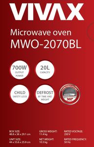 Kuchenka mikrofalowa Vivax MWO-2070BL 4