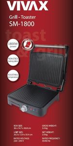 Grill elektryczny Vivax Toster z grillem Vivax SM-1800 Czarny 7