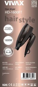 Suszarka Vivax Suszarka turystyczna Vivax HD-1600FT Czarny 5