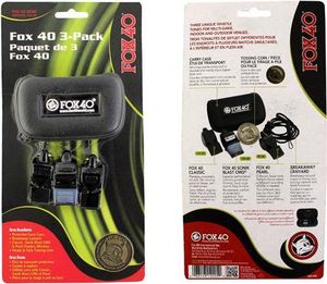 Fox40 Zestaw sędziowski 3 gwizdki+etui czarny 110 2