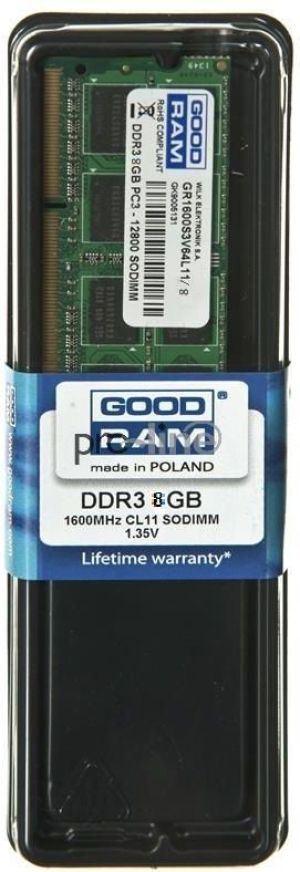 Pamięć do laptopa GoodRam SODIMM, DDR3, 8 GB, 1600 MHz, CL11 (GR1600S3V64L11/8G) 2