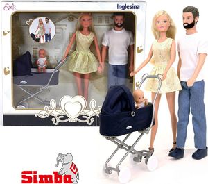 Simba Steffi Inglesina rodzina lalek lalka Steffi Kevin bobas + wózek głęboki gondola 5