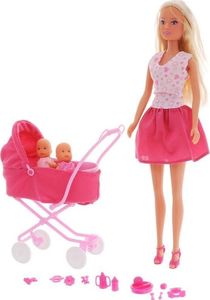 Simba Lalka Steffi na spacerze z dziećmi w głębokim wózku rodzina 2
