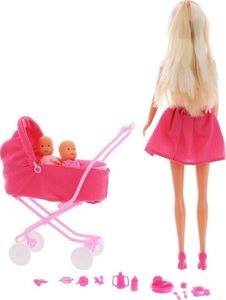 Simba Lalka Steffi na spacerze z dziećmi w głębokim wózku rodzina 3