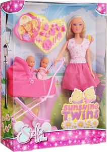 Simba Lalka Steffi na spacerze z dziećmi w głębokim wózku rodzina 4