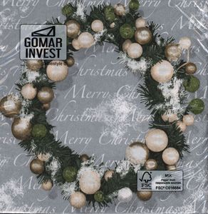 GOMAR Serwetki Lunch 33x33 Christmas wreath 1