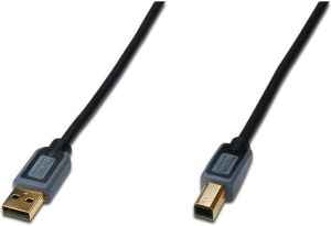 Kabel USB Digitus 2.0 USB A/B(wtyki) 1,8m czarny (DK-300119-018-D) 1