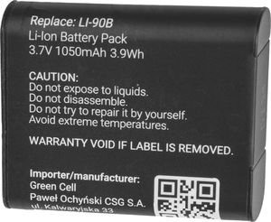 Akumulator Green Cell Bateria Green Cell Li-90B/Li-92B ® do Olympus Tough TG-1 TG-2 TG-3 TG-Tracker Stylus SH-1 SP-100 XZ-2 VoiSquare 3.7V 1050mAh 1