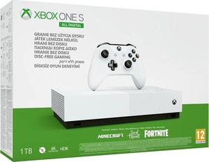 Microsoft Xbox One S 1TB All Digital z grami Sea of Thieves, Minecraft i dodatkiem do Fortnite 1