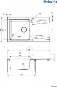 Zlewozmywak Deante PRIME - granitowo-stalowy 1-komorowy z ociekaczem Biały (ZSR_A113) 2
