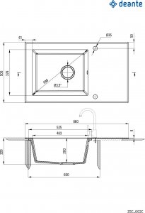 Zlewozmywak Deante  szklany z grafiką Capella grafit (ZSC_GM2C) 3