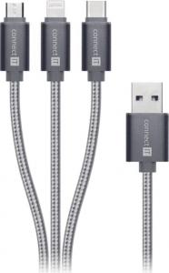Kabel USB Connect IT USB-A - Lightning 1.2 m Szary (CI-1229) 1