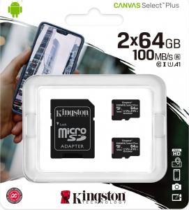 Karta Kingston Canvas Select Plus MicroSDXC 64 GB + 64 GB Class 10 UHS-I/U1 A1  (SDCS2/64GB-2P1A                ) 3