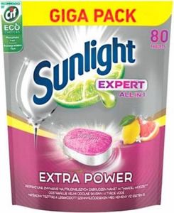 Sunlight SUNLIGHT_Expert All In 1 Extra Power tabletki do mycia naczyń w zmywarkach Lemon 80szt 1