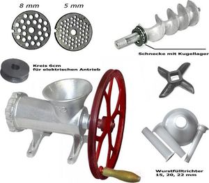 Maszynka do mielenia mięsa Edel Hoff MASZYNKA ŻELIWNA DO MIELENIA MIĘSA #32 z KOŁEM EDEL HOFF [EH-7205] 9