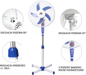 Wentylator Power & Brillance Podłogowy niebieski 5