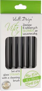 Vialli Design SŁOMKI SZKLANE CZARNE 20cm ZESTAW 6 SZTUK ZE SZCZOTECZKĄ 26599 VIALLI DESIGN 8