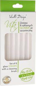 Vialli Design SŁOMKI SZKLANE TRANSPARENT ZAKRZYWIONE 23cm ZESTAW 6 SZTUK ZE SZCZOTECZKĄ 26629 VIALLI DESIGN 5