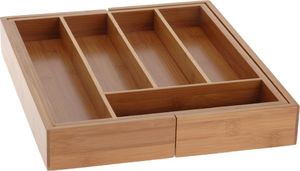 Excellent Houseware Organizer na sztućce rozsuwany bambusowy 3