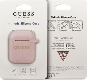 Guess Etui ochronne GUACCSILGLBK Silicone Glitter do AirPods 1/2 różowe 2
