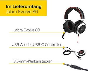 Słuchawki Jabra EVOLVE 80 MS/STEREO USB-C IN 8