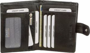 KORUMA Skórzany portfel antyRFID koloru czarnego - SMART RFID BLOCK (SM-906PBL) Uniwersalny 1