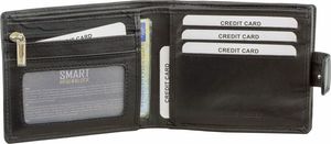 KORUMA Skórzany portfel antyRFID koloru czarnego - SMART RFID BLOCK (SM-907PBL) Uniwersalny 1