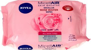 Nivea Micell Air Skin Breathe Chusteczki micelarne z Wodą Różaną 25 sztuk 1
