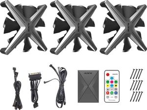 Alseye ALSEYE X12 kit 120x120x30 mm case fan (gray, 3-pack, control unit, remote control) 1