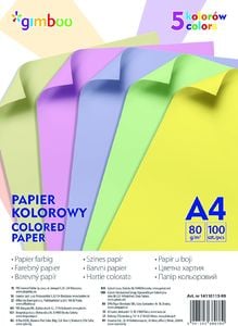 Gimboo Papier ksero A4 80g mix kolorów 100 arkuszy 1