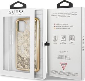 Guess Guess GUHCN58PEOLGGO iPhone 11 Pro złoty/gold hard case 4G Peony Liquid Glitter 7