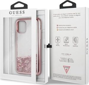 Guess Guess GUHCN58PEOLGPI iPhone 11 Pro różowo-złoty/rose-gold hard case 4G Peony Liquid Glitter 7