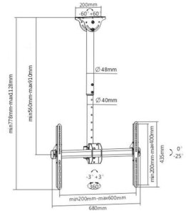 Techly Uchwyt sufitowy ICA-CPLB 946S 37'' - 70'' 8