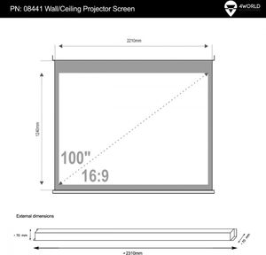 Ekran do projektora 4World Ekran projekcyjny ścienny + kabel HDMI gratis 221x124 (100cali,16:9) Matt White-Z08441 3