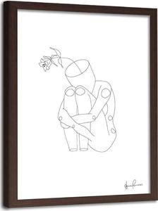 Feeby Obraz w ramie brązowej, Człowiek i kwiat minimalizm 40x60 1