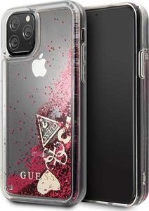 Guess Guess GUHCN58GLHFLRA iPhone 11 Pro raspberry hard case Glitter Hearts uniwersalny 1