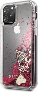 Guess Guess GUHCN58GLHFLRA iPhone 11 Pro raspberry hard case Glitter Hearts uniwersalny 2