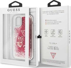 Guess Guess GUHCN58GLHFLRA iPhone 11 Pro raspberry hard case Glitter Hearts uniwersalny 7