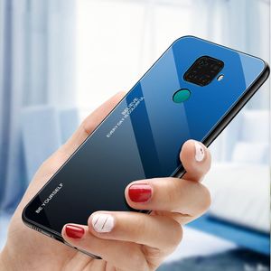 Hurtel Gradient Glass etui pokrowiec nakładka ze szkła hartowanego Huawei Mate 30 Lite / Huawei Nova 5i Pro czarno-niebieski uniwersalny 3
