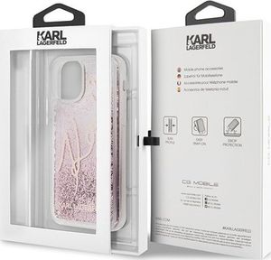 Karl Lagerfeld Karl Lagerfeld KLHCN58TRKSRG iPhone 11 Pro różowo-złoty/rose gold Glitter Signature uniwersalny 7