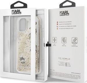 Karl Lagerfeld Karl Lagerfeld KLHCN61ROGO iPhone 11 czarno-złoty/black & gold hard case Glitter uniwersalny 7
