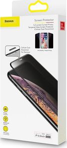 Baseus Baseus 2x szkło na cały ekran Full Screen 0.3mm 9H Privacy Anti-Spy iPhone 11 / iPhone XR + pozycjoner czarny (SGAPIPH61S-WC01) uniwersalny 20