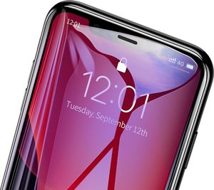 Baseus Baseus 2x szkło na cały ekran Full Screen z ramką 0.3mm 9H Anti-bluelight iPhone 11 Pro / iPhone XS / iPhone X + pozycjoner czarny (SGAPIPH58S-KD01) uniwersalny 4