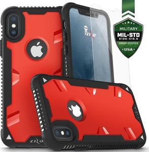Zizo Zizo Proton Case - Pancerne etui iPhone X ze szkłem 9H na ekran (czarne/czerwone) 1