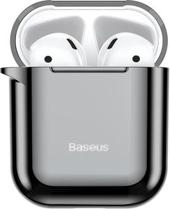 Baseus Baseus błyszczące silikonowe etui case na słuchawki AirPods 2gen / 1gen czarny (ARAPPOD-A01) uniwersalny 1