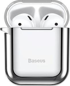 Baseus Baseus błyszczące silikonowe etui case na słuchawki AirPods 2gen / 1gen srebrny (ARAPPOD-A0S) uniwersalny 1