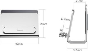 Podstawka Baseus Metal Wall Mount Holder metal uchwyt ścienny podstawka na smartfona silver (SUBG-0S) uniwersalny 12