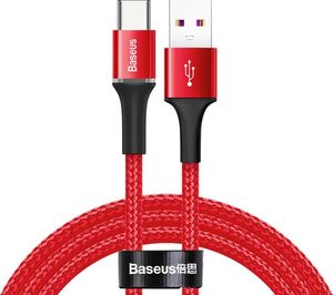 Kabel USB Baseus Halo Data Cable podświetlany nylonowy kabel przewód USB / USB Typ C z diodą LED 5A 40W 1m czerwony (CATGH-G09) uniwersalny 1