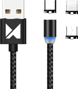 Kabel USB Wozinsky USB-A - USB-C + microUSB + Lightning 1 m Czarny (Wozinsky) 1